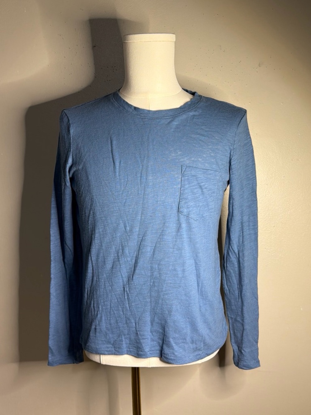 American Eagle Outfitters Men's Long Sleeve Pocket Tee - Light Blue